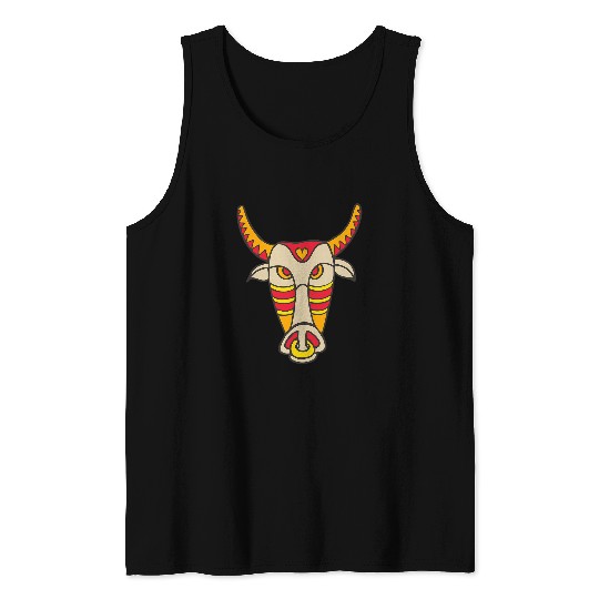 Cow Lover Day Of The Deads Dia De Los Muertos Cow Bull Head Tank Tops