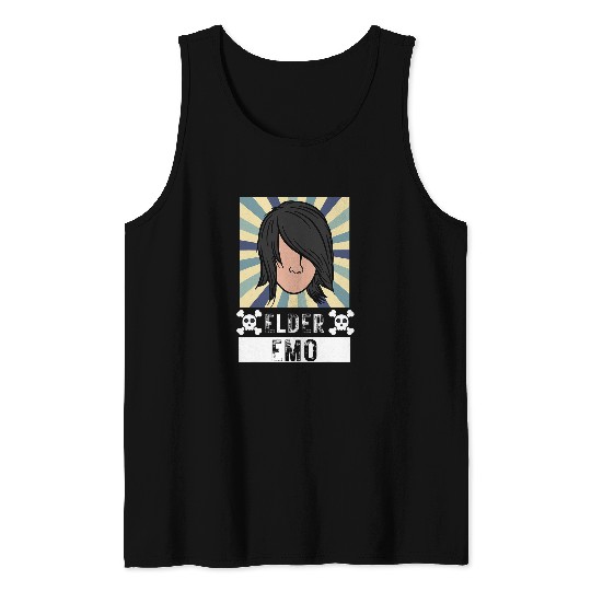 Elder Emo Funny Emo Music Fan Scene Alternative 90s Kids Pun 18 Tank Tops