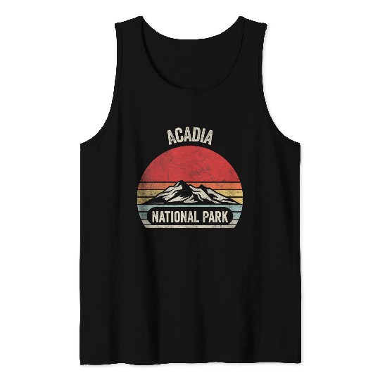 vintages Retro Hiking Acadia National Park Sunset Adventure 1 Tank Tops