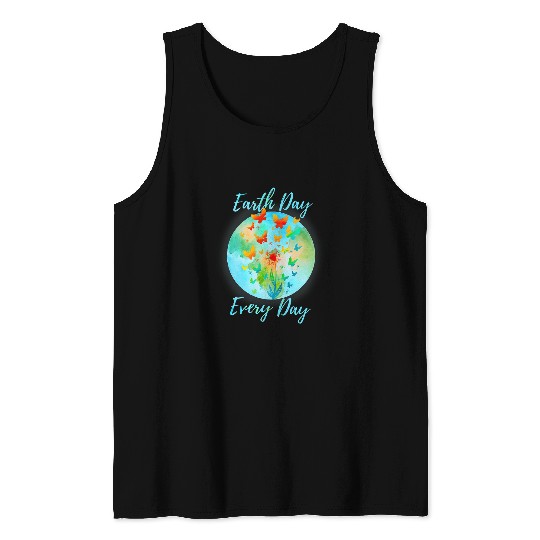 Earth Day 2World Planet Environmental Butterfly Nature Tank Tops