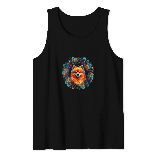 Dog Pomeranian Womens Cute Pomeranian Dog on Pomeranian Lover VNeck Tank Tops