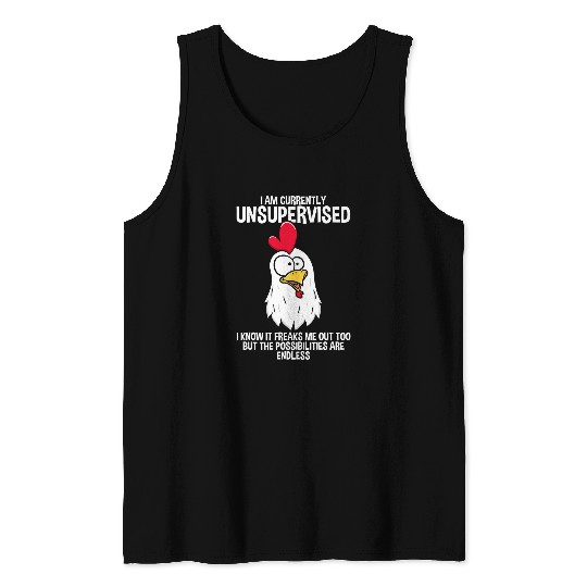 Chicken Lover Currently Unsupervised Funny Graphic Sarcastic Rooster Tank Tops
