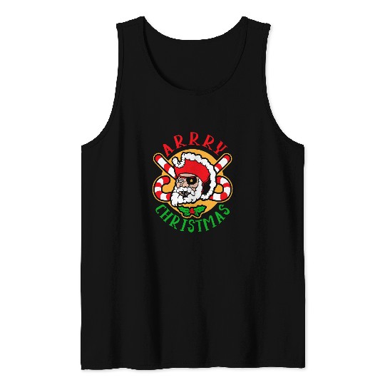 Arrry Christmas funny Christmas Santa Pirate Tank Tops