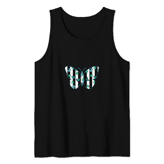 Cute Fashion monarch butterfly species and Roses Teal Tank Tops
