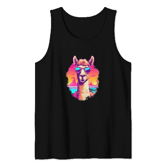Cool Climbing Alpaca in Sun Alpacatude Design for Men Tank Tops
