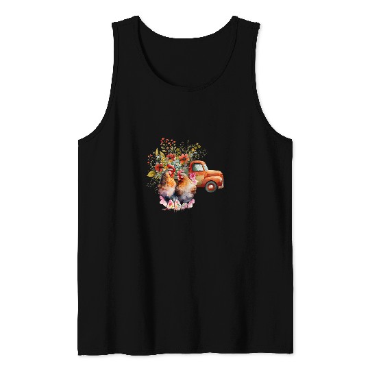 Chicken Lover Cute Chickens Flower Funny Chicken Lover Farming Tank Tops