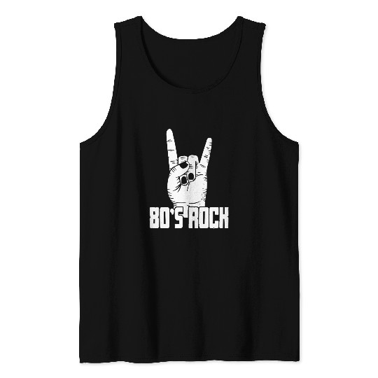 80s Rock Hand Sign Band Musician Rock Concert Tank Tops