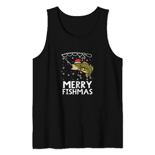 Merry Fishmas Fish Fishing Christmas Pajamas Christmas Men Tank Tops