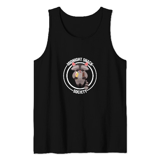 Raccoon Pet Midnight Snack Society Raccoon IceCream Late Night Humor Tank Tops