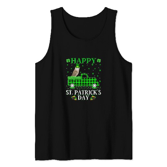 Owl Pet buffalo plaids Green Truck Barn Owl Bird St Patricks Day Tank Tops