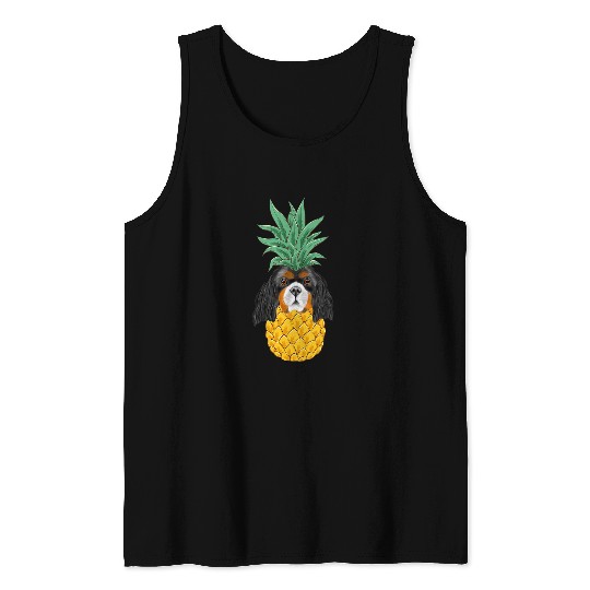 Funny Cavalier King Charles Spaniel pineapples Dog Tank Tops