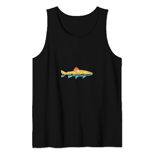 Trout Fly Fishing Outdoor Forest Nature Wildlife Fisherman Tank Tops