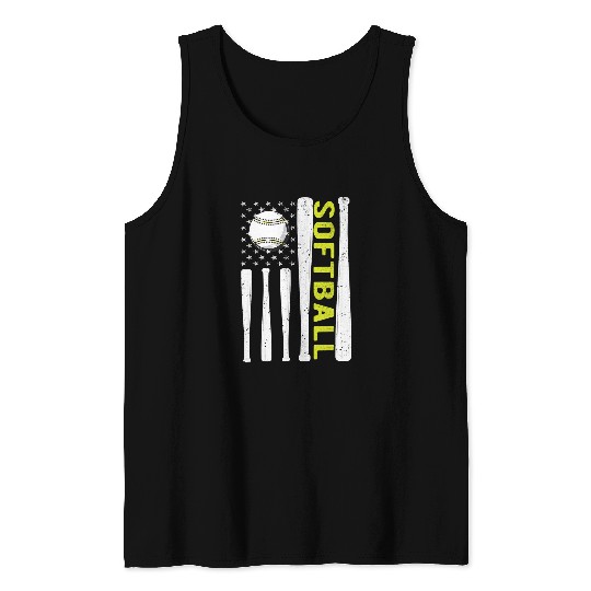 American Flag Softball Team vintages USA Tank Tops