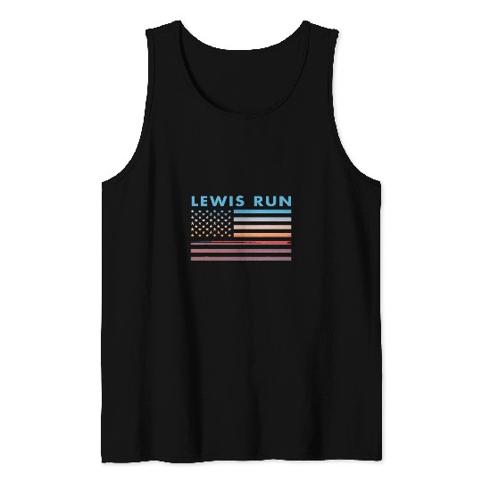 vintages Sunset American Flag Lewis Run Pennsylvania Tank Tops
