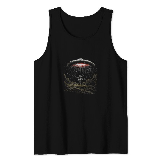 Alien UFO Native American Indian Encounter Graphic Art 7 Tank Tops