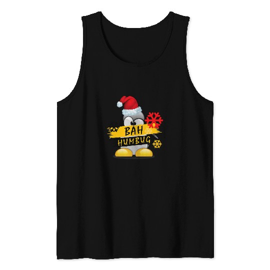 Penguin Pet Black Christmas Tees Funny Penguin Bah Humbug s Tank Tops