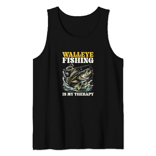 Walleye Fishing Fish Catcher Fisher Fisherman Tank Tops