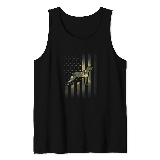 Camo Weimaraner American Flag USA Military Tactical Tank Tops