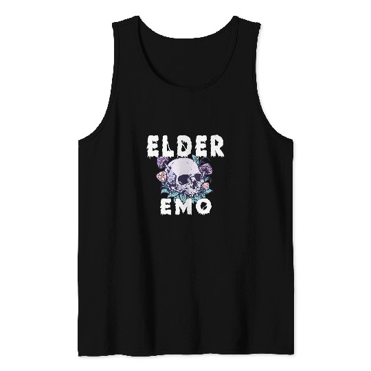 Elder Emo Funny Emo Music Fan Scene Alternative 90s Kids Pun 1 Tank Tops