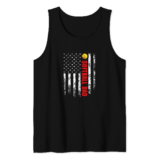 American Flag Softball Dad Backside Essential Tank Tops