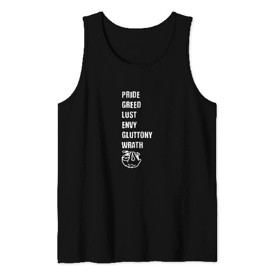 Sloth Pet The 7 Deadly Sins Including Sloth The Cutest Sinner Tank Tops