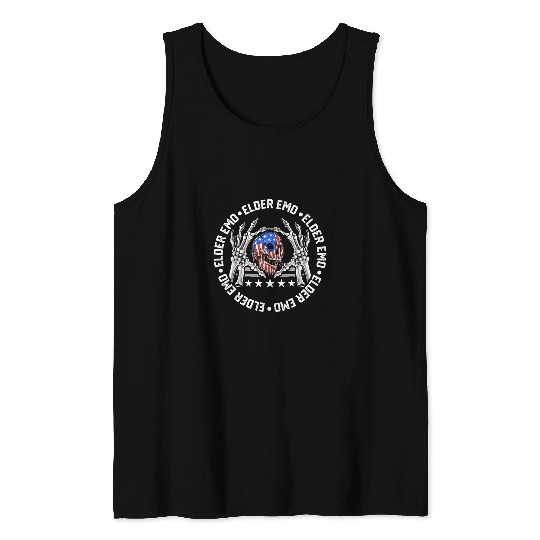 Skeletons Skulls American Flag Elder Emo Skull Tank Tops