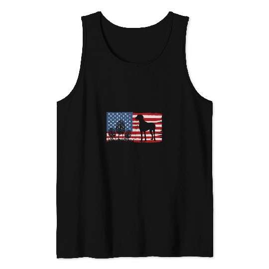 American Flag Morel Mushroom Hunting Weimaraner Dog Owner Tank Tops