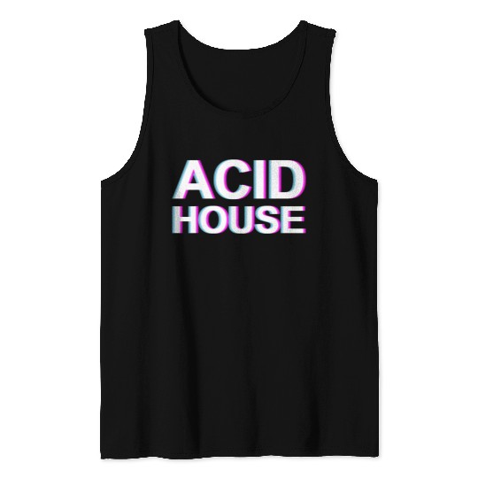 Acid House Music Vaporwave Glitch EDM Lover DJ Acid House Tank Tops