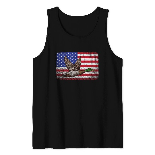 Patriotic Duck Hunting Waterfowl American Flag For Hunter 1 Tank Tops