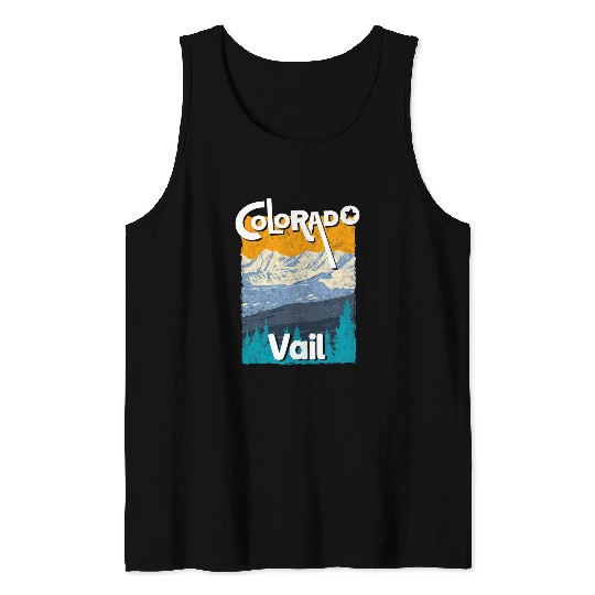 Skiing Ski Vail Colorado Mountain State Rocky Mountains Tee Skiing Tank Tops