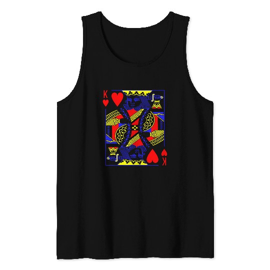 Funny King of Hearts Costume Magic Pokers Card Math Geek Tank Tops