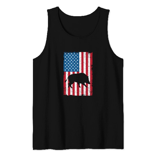 Hog Removal Technician Boar Hunting Wild vintages Pig US Flag Tank Tops