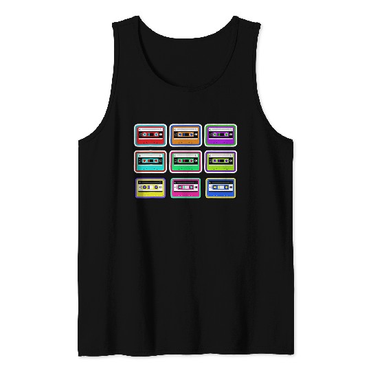80s 1980s Audio Cassette Tape Mixtape Eighties Music Retro Tank Tops