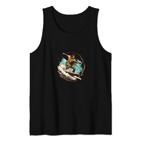 Twilight Tide Surfing Under the Sunset Sky Tank Tops