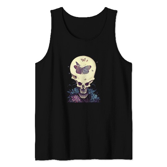 Dark Art Fairycore Skull Butterfly Skeleton Tank Tops