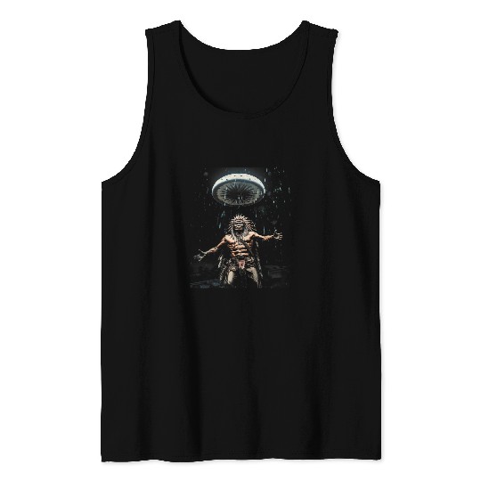 Alien UFO Native American Indian Encounter Graphic Art 1 Tank Tops