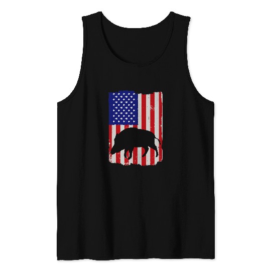 Hog Removal Technician Boar Hunting Wild vintages Pig US Flag 22 Tank Tops