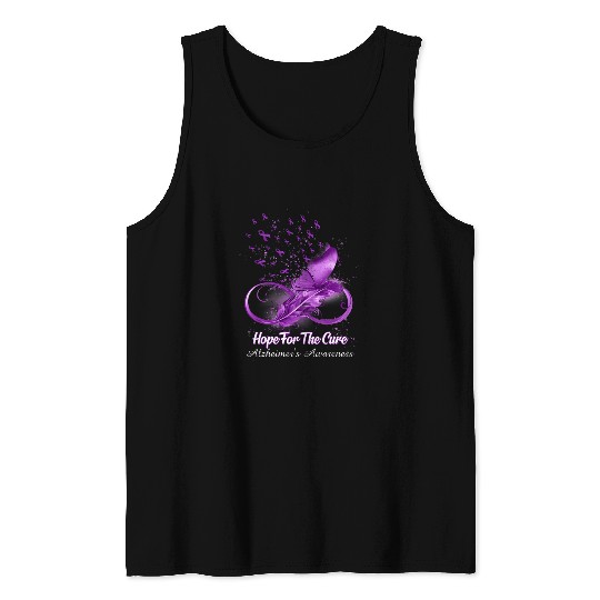 Hope For The Cure Ribbon Butterfly Alzheimers Awareness Tank Tops