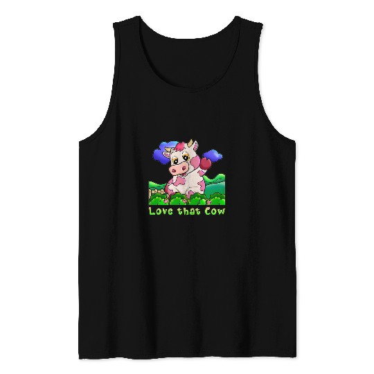 Cow Lover Strawberry Cow Design 21 Tank Tops