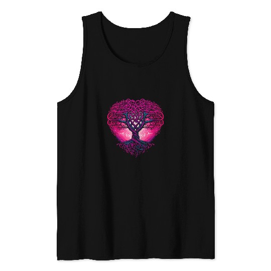 Viking Yggdrasil Celtic Tree Of Life Tree Art Tank Tops