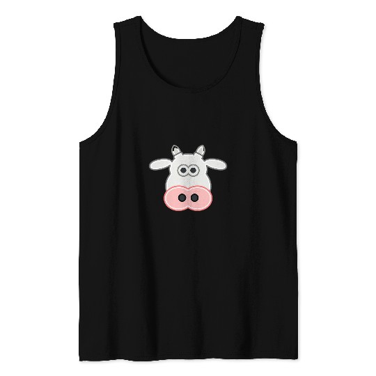 Cow Lover Cute Cow Animal Face Tank Tops