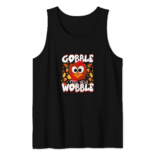 Lacrosse Gift Gobble Wobble Turkey Saying Thanksgiving Tank Tops