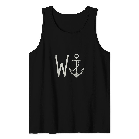 Wanker W Anchor Funny Nautical slang Insult wordplay sailing Tank Tops