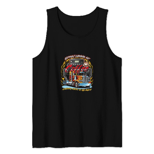 Asphalt Survival Coffee Country Music CB Radio Trucker Funny 24 Tank Tops