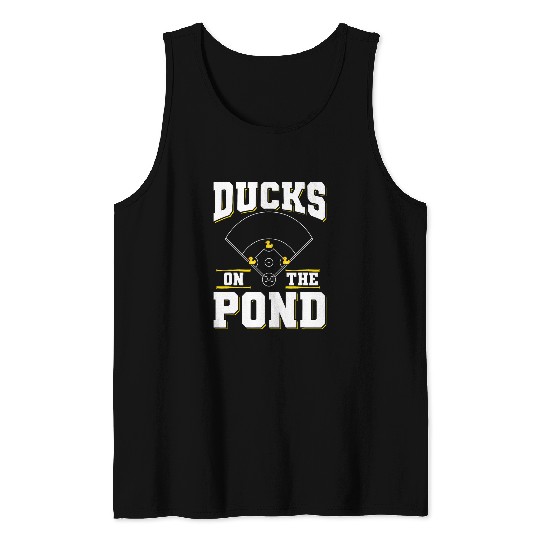 Ducks on the pond Design for a Baseball player 3 Tank Tops