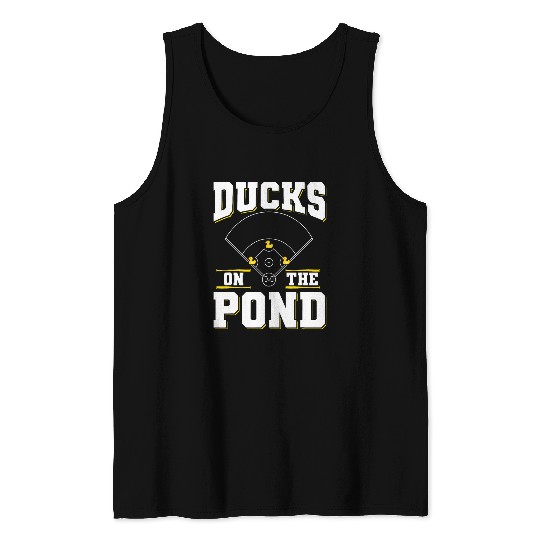 Ducks on the pond Design for a Baseball player 3 Tank Tops