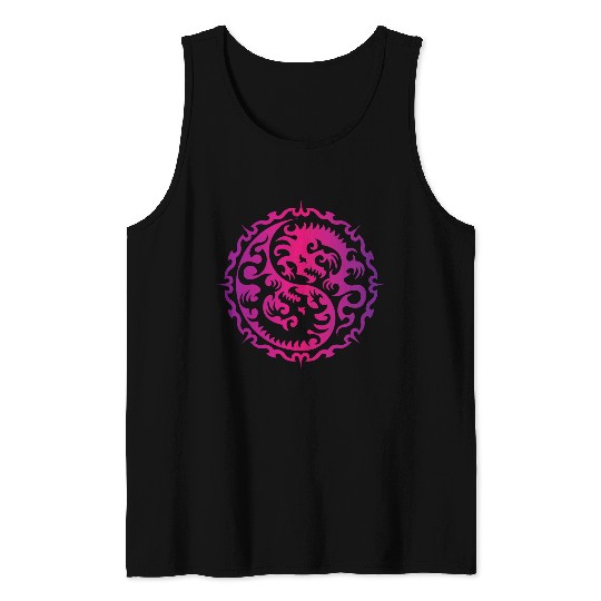 Ying Yang Symbol Tribal Dragon Tattoo Chinese Style 1 Tank Tops