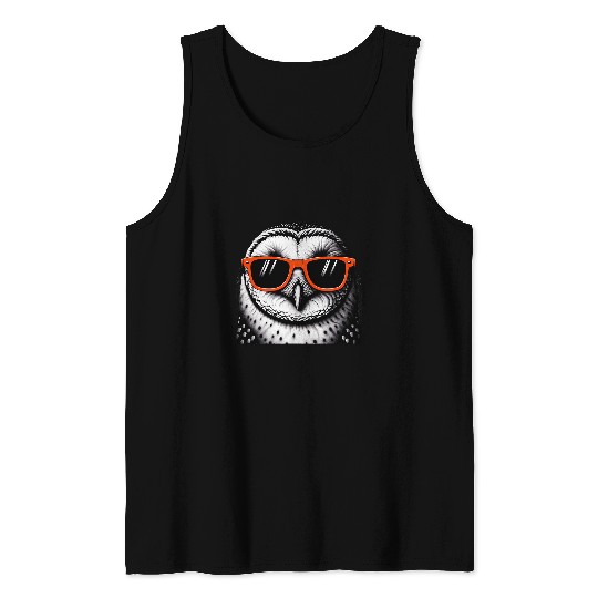 Owl Pet Cool Barn Owl Bird Wearing Sunglasses Graphic Art 1 Tank Tops