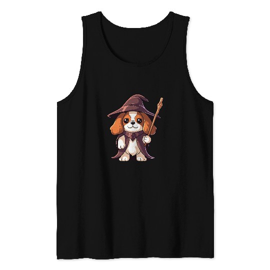 Cavalier King Charles Spaniel Wizard Funny Dog Magic Tank Tops