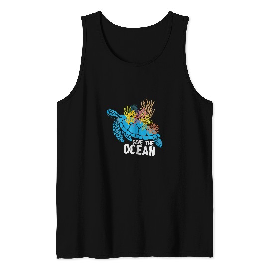 Turtle Pet in sea ocean graphics plus size vacation holidays Tank Tops